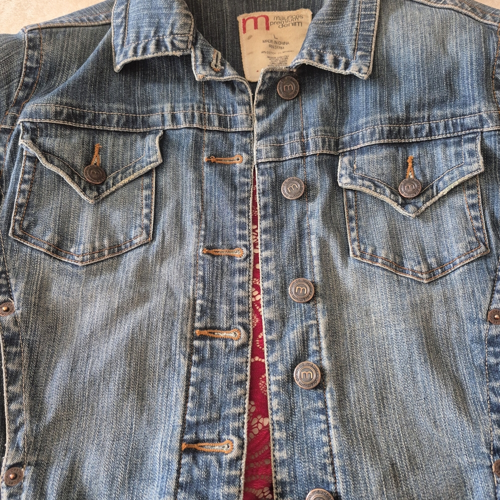Maurices Blue Denim Jacket with Button Accents